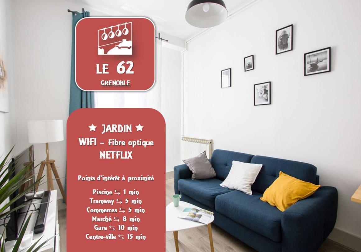 Le 62 - Spacieux T2 Avec Jardin, Parking & Tramway Grenoble Eksteriør billede